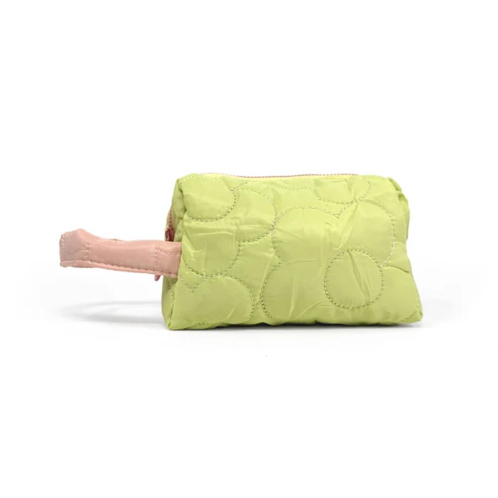 NWT Puffy Daisy Embroidered Y2K Yellow Makeup Bag